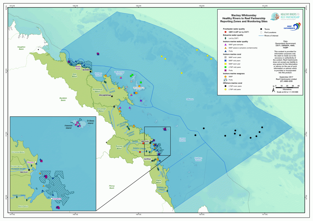 Map showing Healthy Rivers to Reef reporting zones.