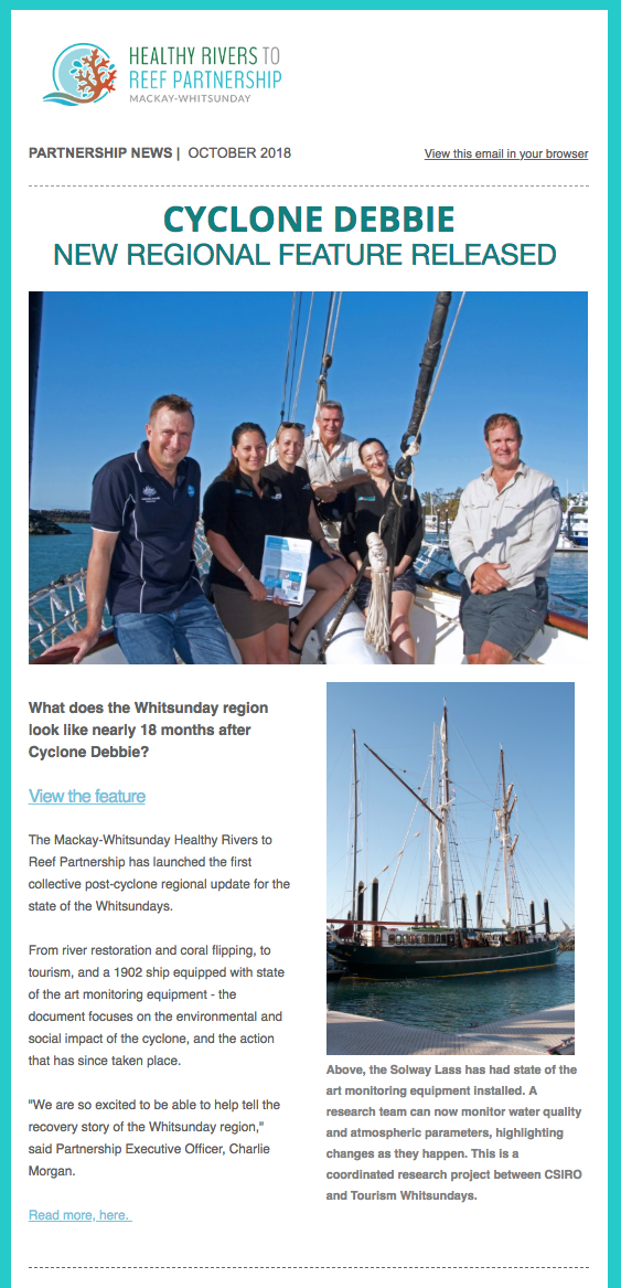 Healthy Rivers to Reef newsletter.