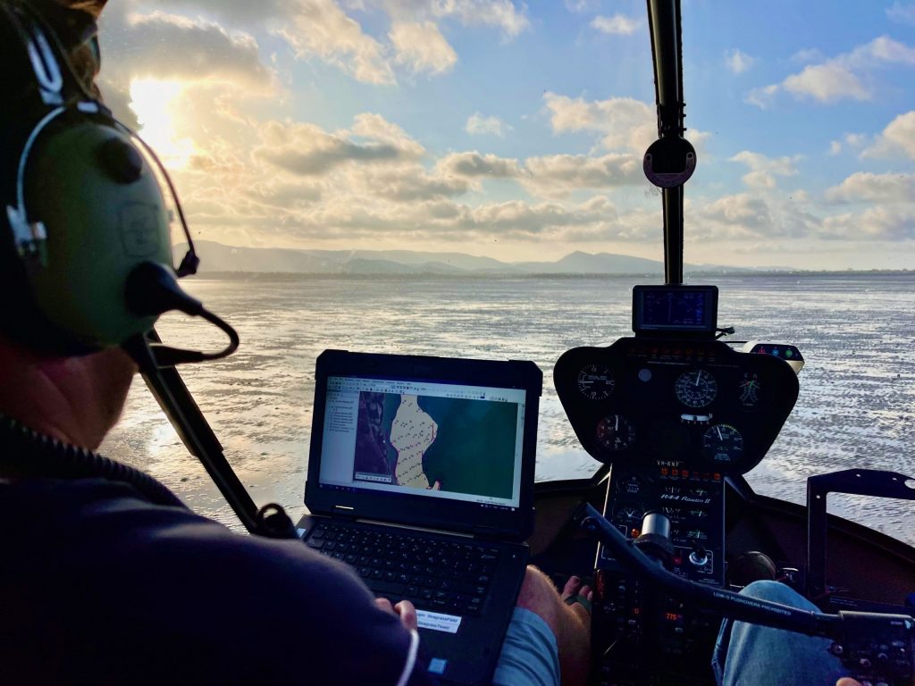 Helicopter monitoring seagrass