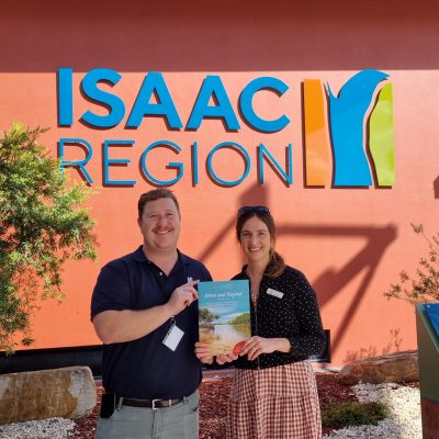Isaac Regional Council Liveability and Sustainability Manager Mick St Clair, with Healthy Rivers to Reef Partnership Executive Officer Jaime Newborn.